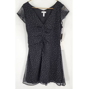 NWT New Leith Black Spaced Sketch Ditsy Dot Minimalist Dress Medium
